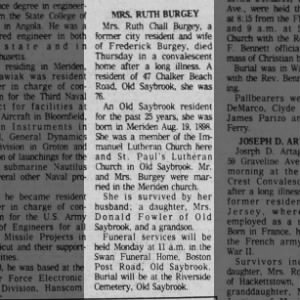 Obituary for Ruth dull BURGEY