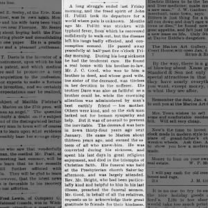 John H. Pollitt Obituary Marion Record (Marion, Kansas) 25 Dec 1891, Fri*