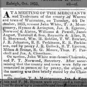 LISTED AS BEING AT MEETING OF MERCHANTS AND TRADESMENT OF THE COUNTY