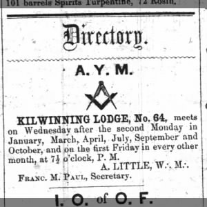 Kilwinning meeting notice Pee Dee Star 9/16/1854 p3