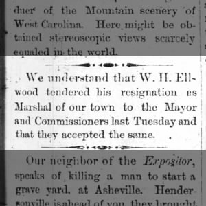 WH Ellwood resigns as marshall