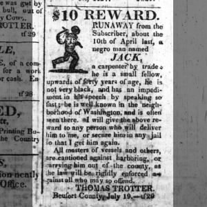 Runaway slave Reward: Washington Herald 24 Jul 1827