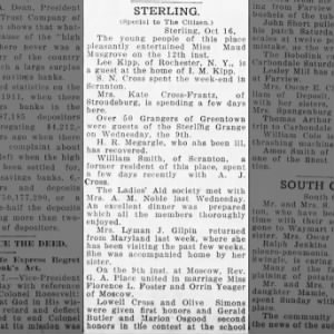 Interest Stories in The Citizen Honesdale PA newsp Fri 18 Oct 1912 -Sterling PA part