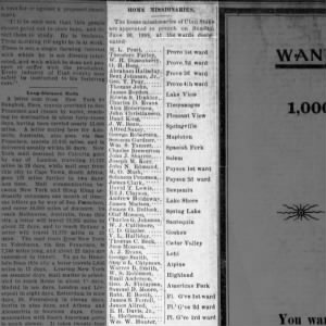 Newspaper - M.O. Nash, missionaries to speak, The Utah County Democrat 31 Aug 1898, Wed ·Page 3