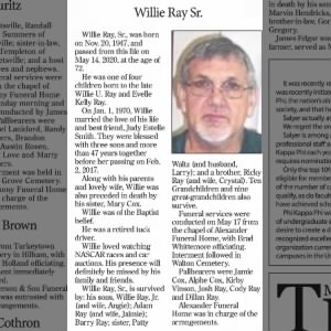 Obituary for Willie Ray Sr.