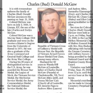 Obituary for Charles Donald McGaw