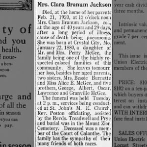Obituary for Clara Branum Jackson