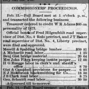Commissioner's Proceedings - A Michaelis road labor, paid $1.25