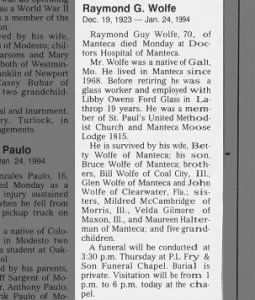 Obituary for Raymond Guy Wolfe