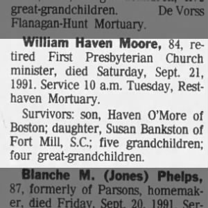 Obituary for William Haven Moore