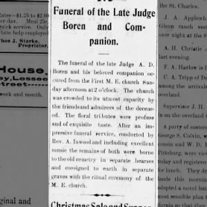 Funeral of the Late Judge Boren & Companion