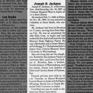 Obituary for Joseph B Jackson