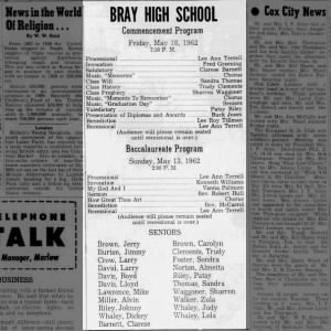Bray High School 1962 seniors