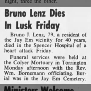Obituary for Bruno J Lenz