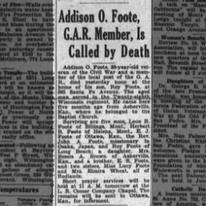 Addison O. Foote Obituary