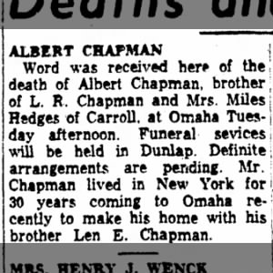 Obituary for ALBERT CHAPMAN