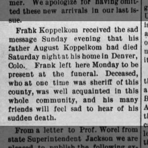 News of August Koppelkom's passing
