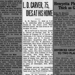 Obituary for LD . CARVER