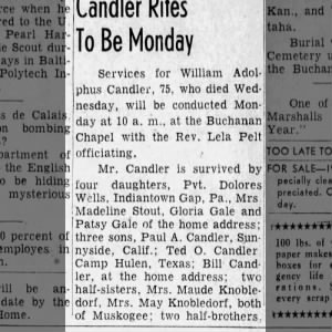 Obituary for William Adolphus Candler