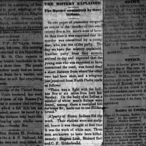 1873-03-08 Central Nebraska Press - Leak-Bell-Hilderbrand murder North Plate