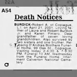 Robert Allen Burdick obituary