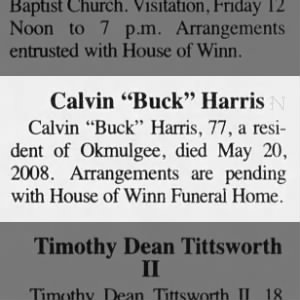 Obituary for Calvin Buck Harris