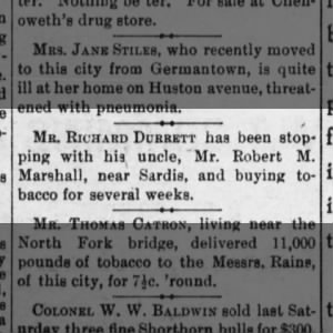 Richard Durrett and Robert M. Marshall buying tobacco in Sardis