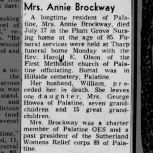 Obituary for Annie Brockway