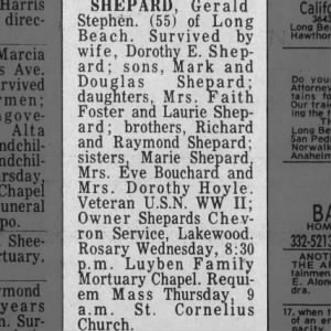 Obituary for Gerald Stephen SHEPARD