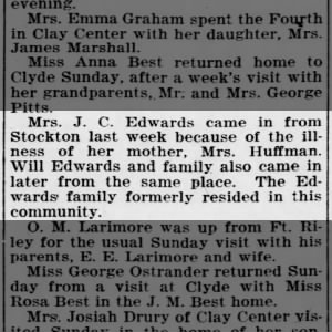 Mrs. J. C. Edwards - attends to ill mother