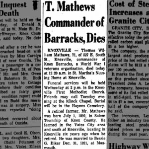 Obituary for Thomas William Mathews