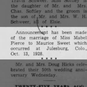 Marriage of Pierce / Sweet