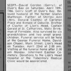 Obituary for Gerry SCOTT