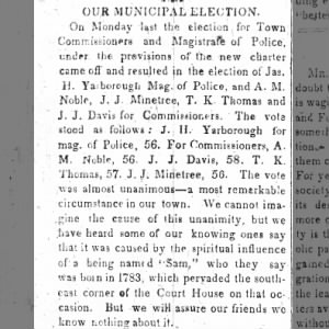 Municipal elections in Louisburg Feb 1855