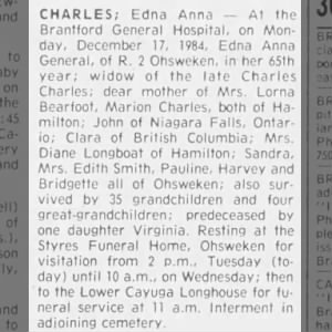 Obit Edna Anna General, Charles b1919