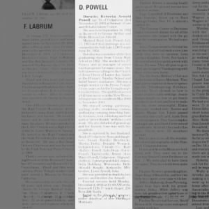 Obituary for Dorothy Roberta Arnold Powell 2002