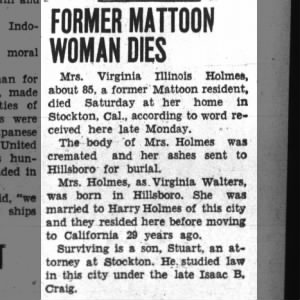 FORMER MATTOON
WOMAN DIES
