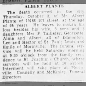 Albert Plante obituary
