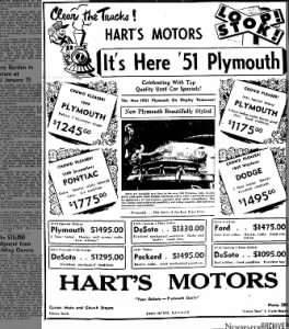 HARTS MOTORS AD 1951