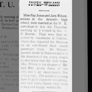 Fay Jones and Jack Wilson marriage
