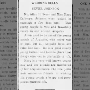 Allan H. Sever and Mary Katheryn Johnson wedding