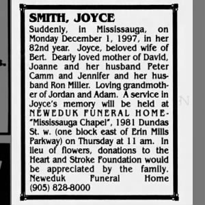 Obituary for JOYCE SMITH