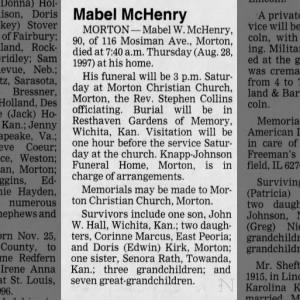 Obituary for Mabel W. McHenry