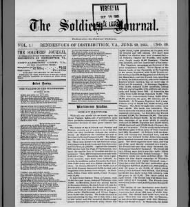 The Soldiers Journal, 29 June 1864