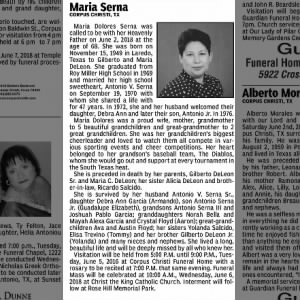 Obituary for Maria Dolores serna