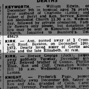 Obituary for Ann KIRK