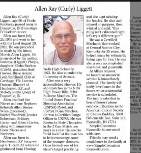Obituary of Allen Ray Liggett
