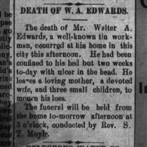 Death Of Walter Augustus Edwards