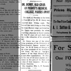 Death of Dr W. W. Denny The Daily Free Press 1 July 1916