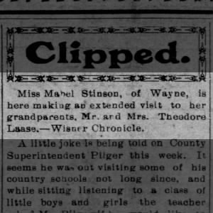 Mabel Stinson visiting grandparents Theodore Laase · Wayne, Nebraska · 5 August 1904